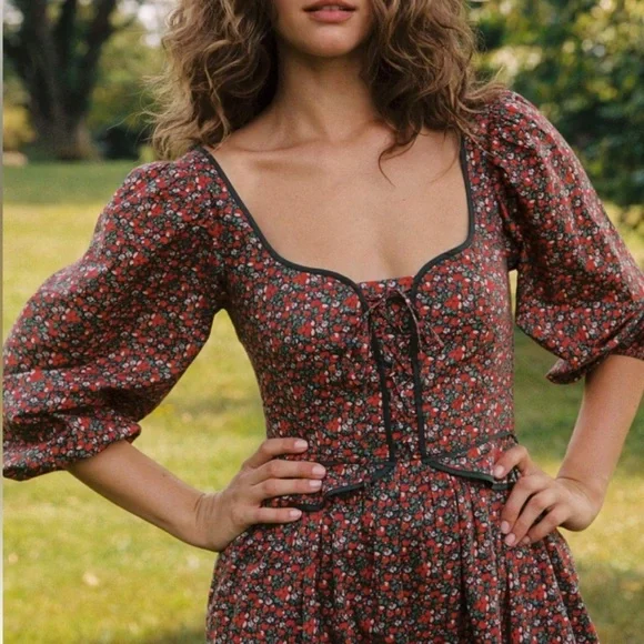 Christy Dawn The Narcissa Dress in Evergreen Apple Harvest - Picture 3 of 15